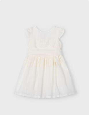 Mayoral 3911 Girl’s Embroidered Dress w/ Belt/