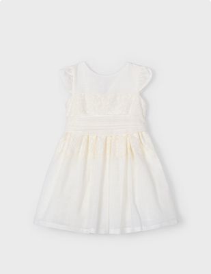 Mayoral 3911 Girl’s Embroidered Dress w/ Belt/