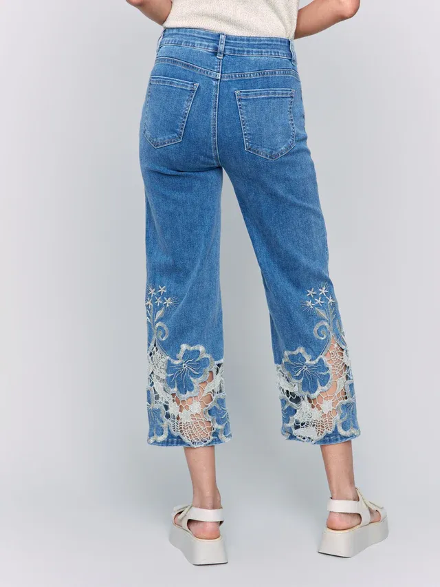 Charlie B C5648-431A Laser Cut Bottom Jeans