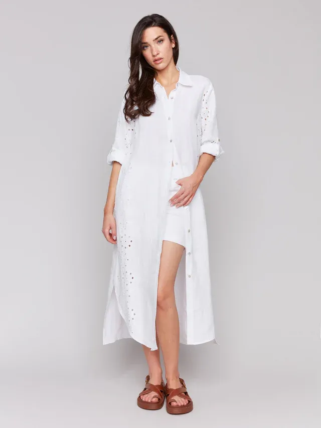 Charlie B C3106E Women’s Solid Button Up Dress