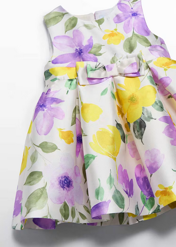 Abel & Lula 5019 Baby Girl's Mikado Floral Dress