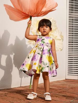 Abel & Lula 5019 Baby Girl's Mikado Floral Dress