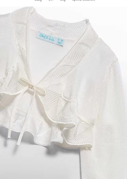 Abel & Lula 5383 Girls Youth Tie Front Bell Slvs Knit Bolero