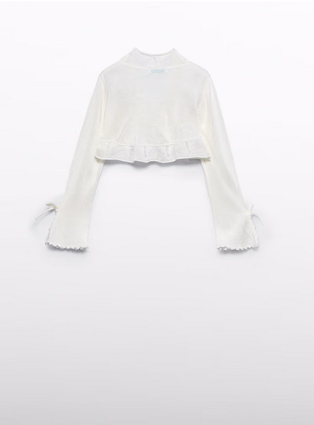 Abel & Lula 5383 Girls Youth Tie Front Bell Slvs Knit Bolero