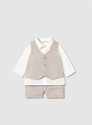 Mayoral 1212 Baby Boys Vested Shirt &amp; Short Set 2PC/