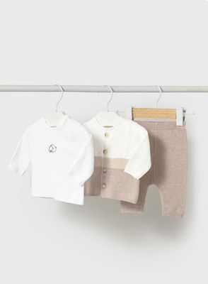 Mayoral 1560 Knit Set 3PC-Cardigan LS Top & Pant/