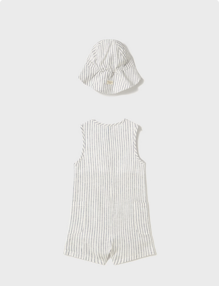 Mayoral 1643 Baby Boy's Dungaree & Bucket Hat Set 2PC/90 NATURAL