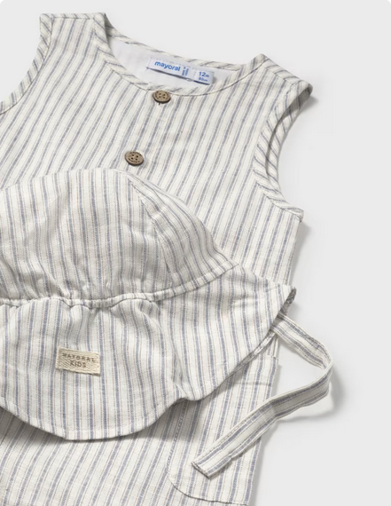 Mayoral 1643 Baby Boy's Dungaree & Bucket Hat Set 2PC/90 NATURAL