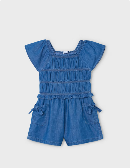 Mayoral 3873 Girl’s Denim Blue Romper /17 MEDIO