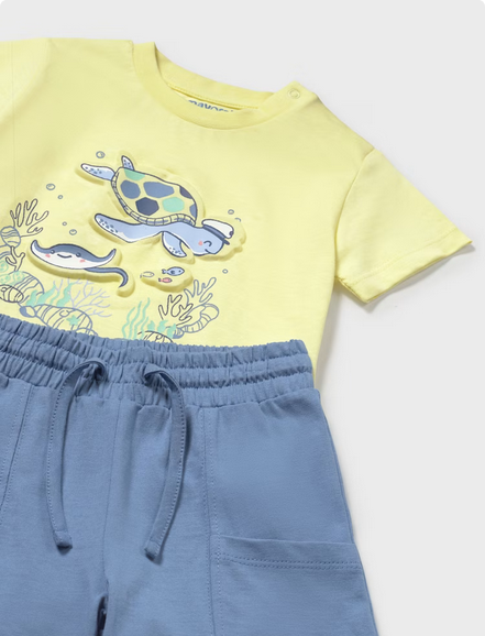 Mayoral 1654 Boy’s Turtle Print T-Shirt & Shorts Set 2PC – Sorbete