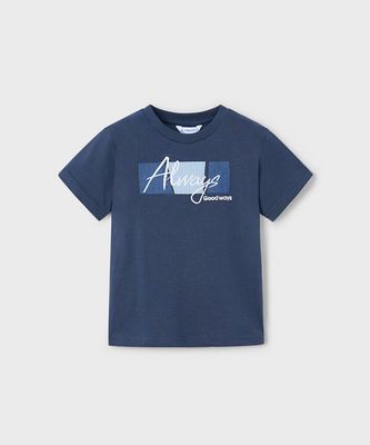 Mayoral 3025 Boy’s SS “Always” Embroidered T-Shirt/MIDNIGHT
