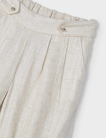 Mayoral 3551 Girl's Linen Long Trousers w/ Adjustable Belt