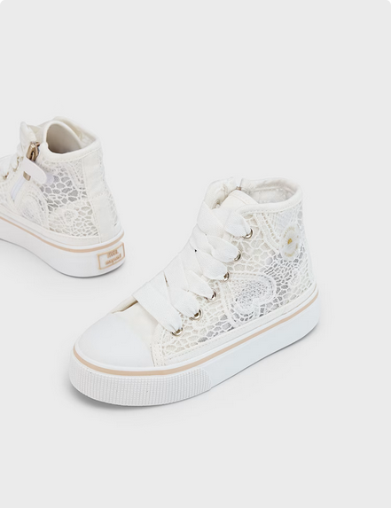 Mayoral 45613 Lace Platform High Top Shoes – White