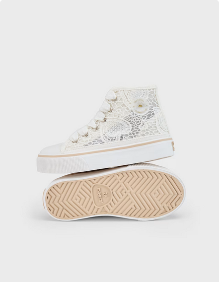 Mayoral 45613 Lace Platform High Top Shoes – White