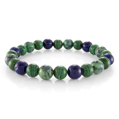 Italgem BB-332 Men's Malachite Blue-Lapis-Phoenix Stone 8mm Bead Stretch Bracelet/