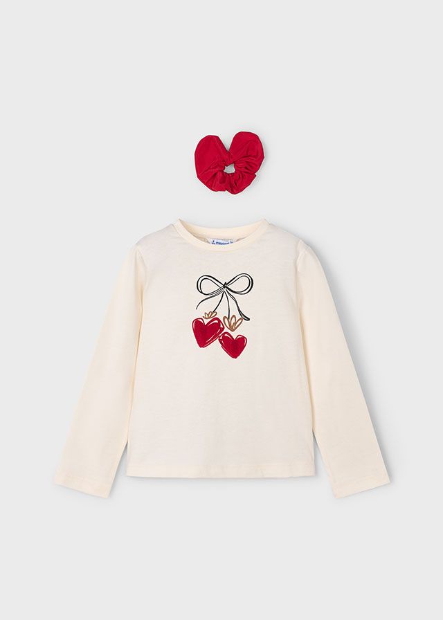 Mayoral 4008 Girl's Long Sleeve T-Shirt & Scrunchie Set