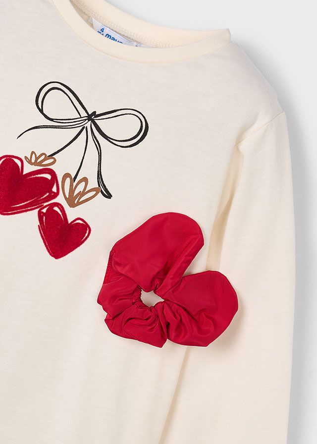 Mayoral 4008 Girl's Long Sleeve T-Shirt & Scrunchie Set