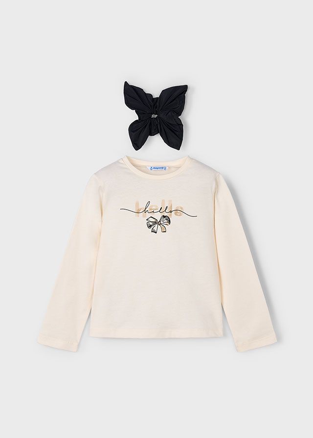 Mayoral 4008 Girl's Long Sleeve T-Shirt & Scrunchie Set