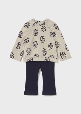 Mayoral 2742 Baby Girl's Long Sleeve Flower Sweater & Leggings Set 2PC – Marino