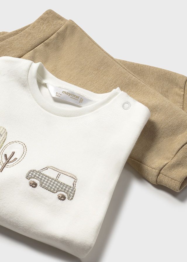 Mayoral 2622 Baby Boy's Long Sleeve T-Shirt, Zip Sweater & Pants Tracksuit Set 3PC – Toffe