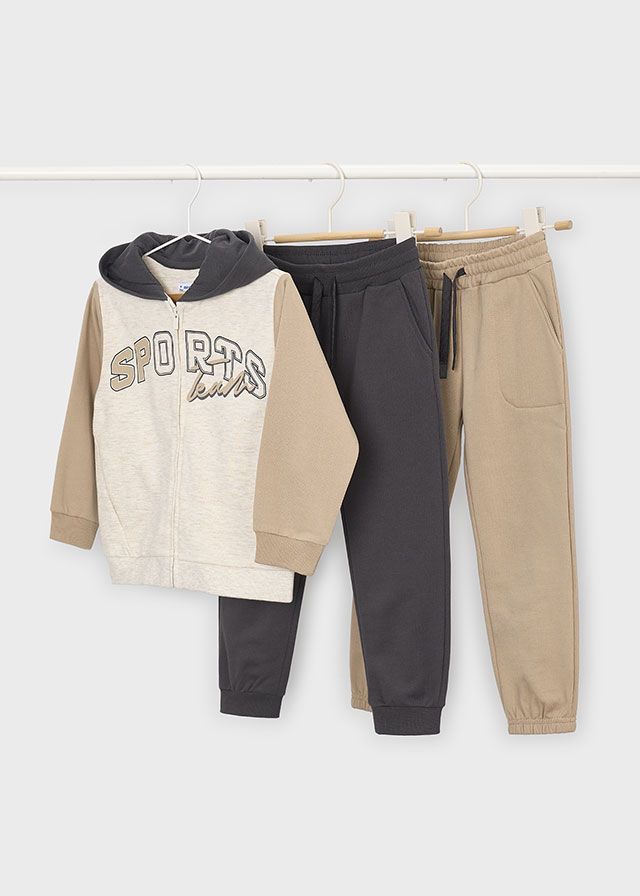Mayoral 907 Boy's Youth Long Sleeve Zip Hoodie & 2 Joggers Set 3PC