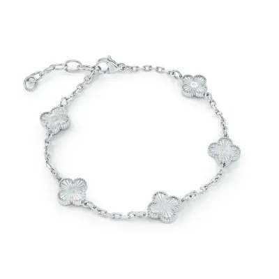 Italgem SWB258 Women's S.Steel 9mm Lucky Clover Link Bracelet/ 6.5+1"