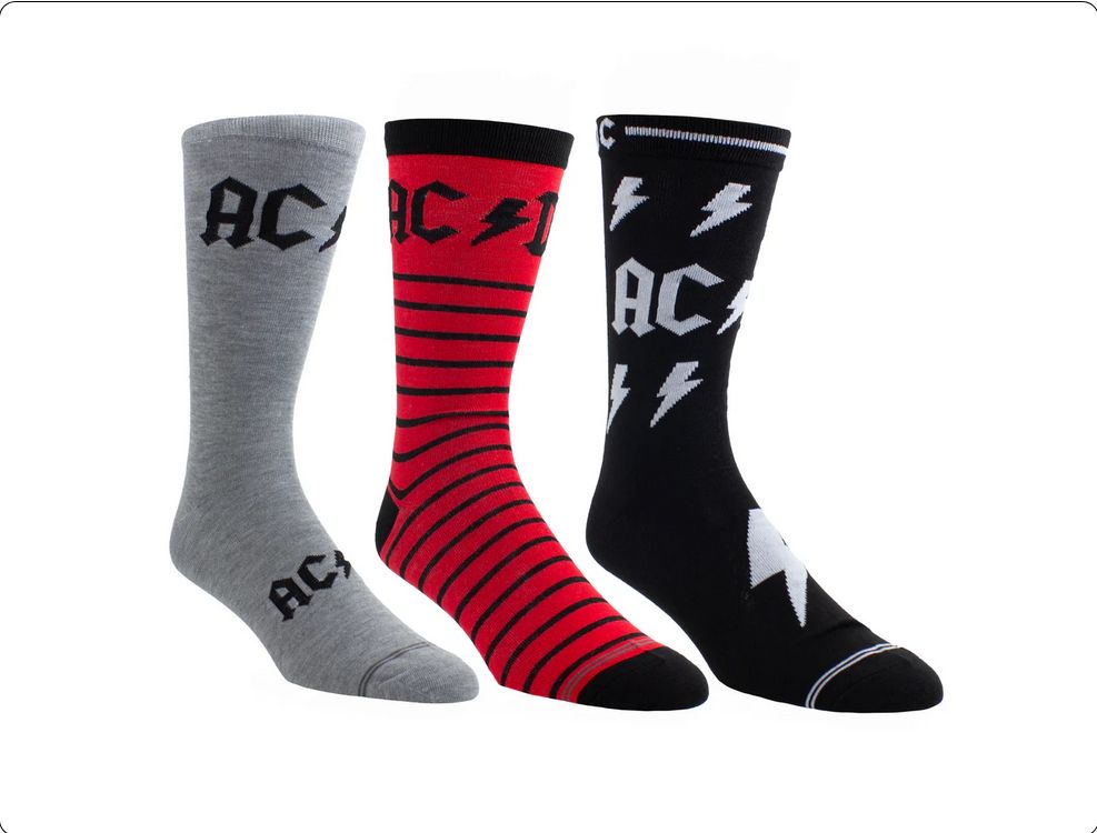 Perri's ACF370-068 Men's Guitar Tin Socks-3 Pack Set – Acdc 7-12