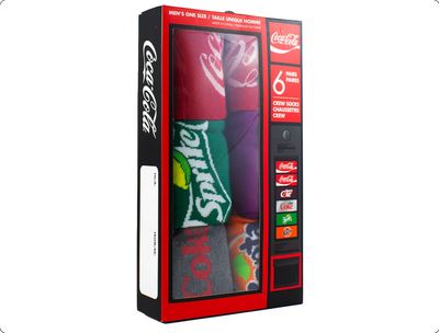 Perri's COF370-628 Men's OS Gift Box-6pc Sock Set/ COCA COLA VENDING MACHINE