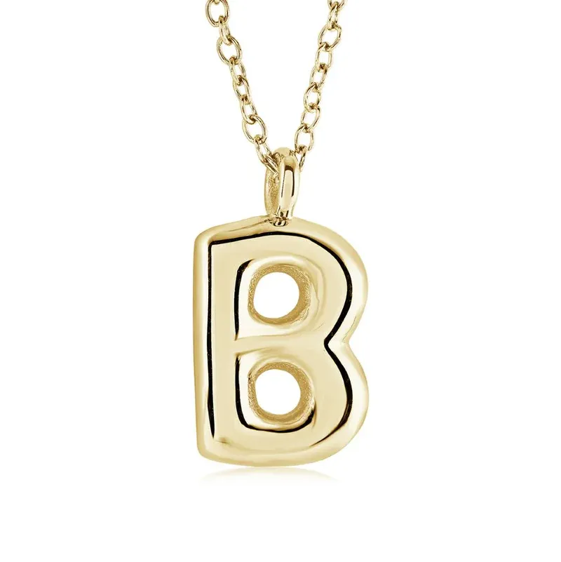 Italgem INITIAL2-GO Women's Gold.IP S.Steel Bubble Letter Necklace