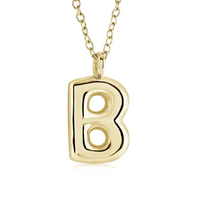 Italgem INITIAL2-GO Women's Gold.IP S.Steel Bubble Letter Necklace/