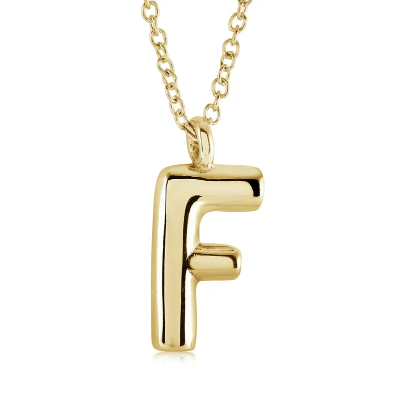Italgem INITIAL2-GO Women's Gold.IP S.Steel Bubble Letter Necklace