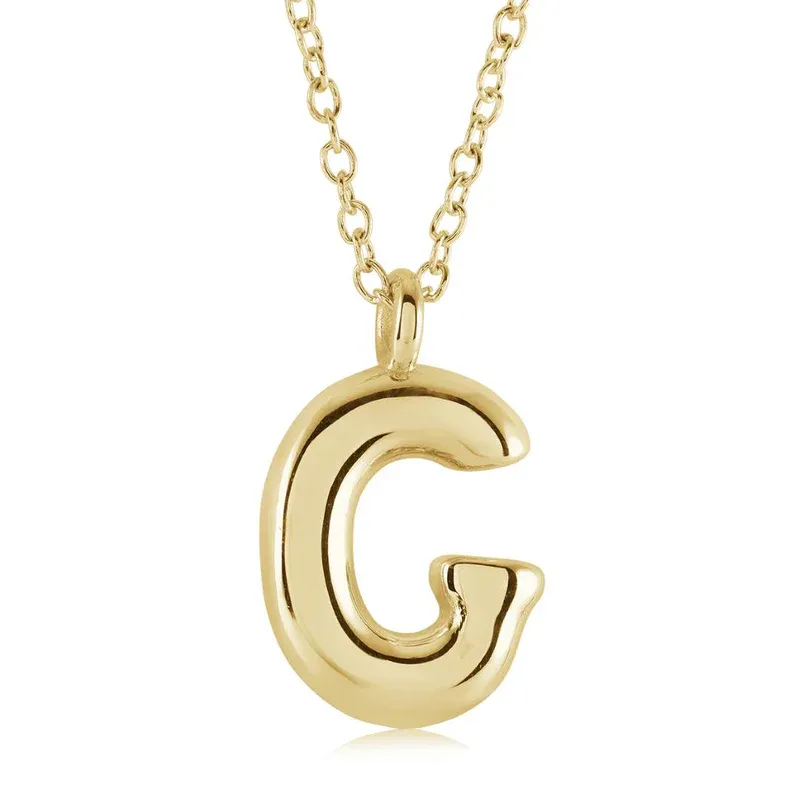 Italgem INITIAL2-GO Women's Gold.IP S.Steel Bubble Letter Necklace