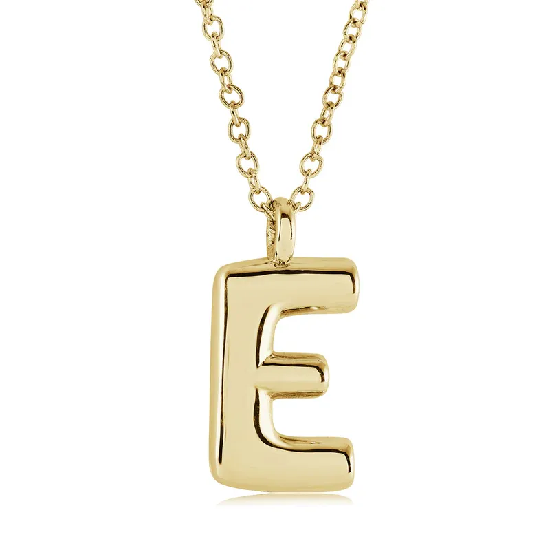 Italgem INITIAL2-GO Women's Gold.IP S.Steel Bubble Letter Necklace