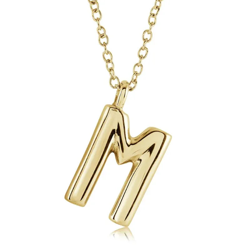 Italgem INITIAL2-GO Women's Gold.IP S.Steel Bubble Letter Necklace
