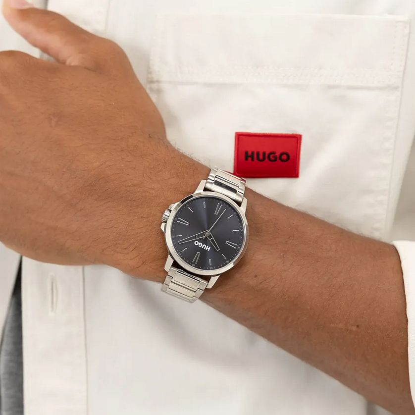 HUGO 1530419 Men's Watch – Silver Case & Navy Dial