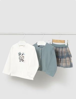 Mayoral 2922 Baby Girl's 3pc Top & Skirt Set