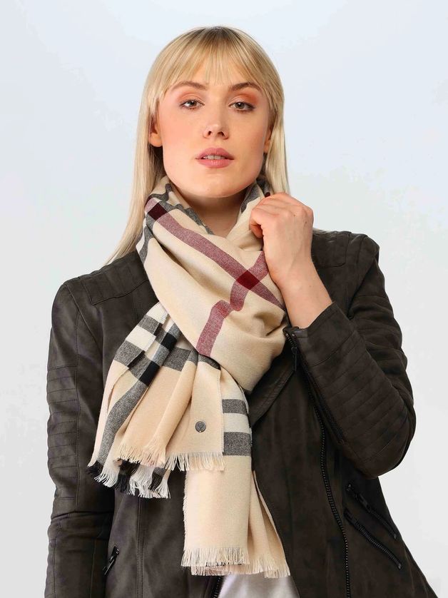 FRAAS 631114 Women’s OS Lightweight Plaid Wrap Scarf