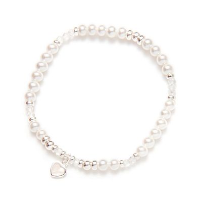 Beblue BBSWEET-HS Silver & Pearl Bead Bracelet – Heart & Soul