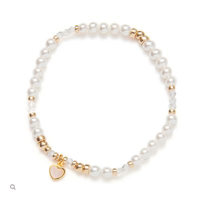 Beblue BBSURSWEET-HS Gold & Pearl Bead Bracelet – Heart & Soul