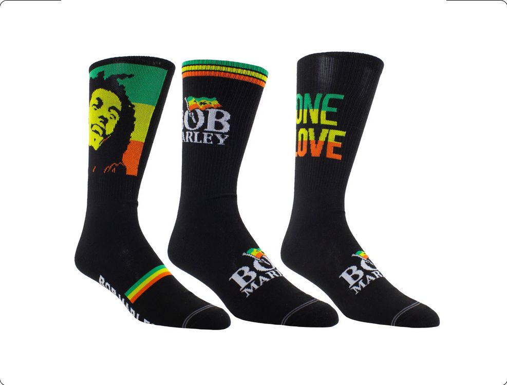 Perri's BOF371-068 Men's Guitar Tin Socks-3 Pack Set/ Bob Marley 7-12