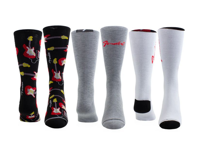 Perri's FGF370-008-O-M Men's Guitar Tin Socks-3 Pack Set/ Fender 7-12