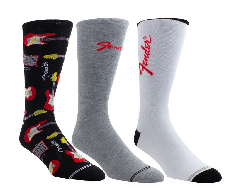 Perri's FGF370-008-O-M Men's Guitar Tin Socks-3 Pack Set/ Fender 7-12