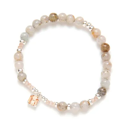 Beblue BBSURROYAL-PF Gold Bead Bracelet w/ Sunstone CZ