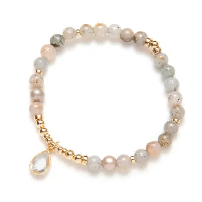 Beblue BBSURWHIM-PF Transparent Crystal Teardrop Bracelet – Blue-Brown-Gold