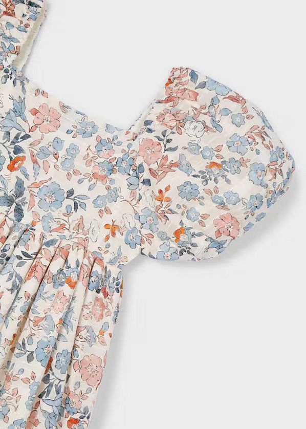 Mayoral 3928 Girl's Short Sleeve Ruffle Floral Printed Dress