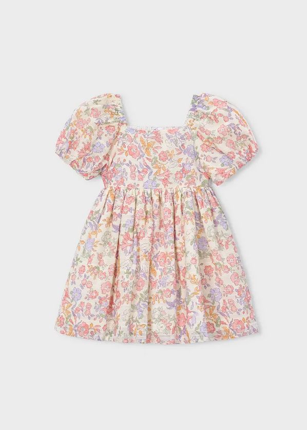 Mayoral 3928 Girl's Short Sleeve Ruffle Floral Printed Dress