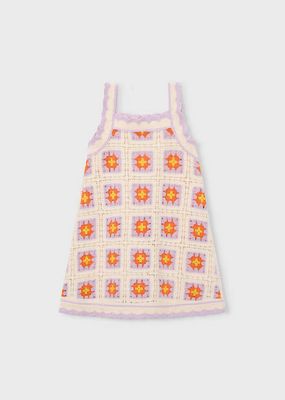 Mayoral 3935 Girl's SLV Granny Square Crochet Dress/