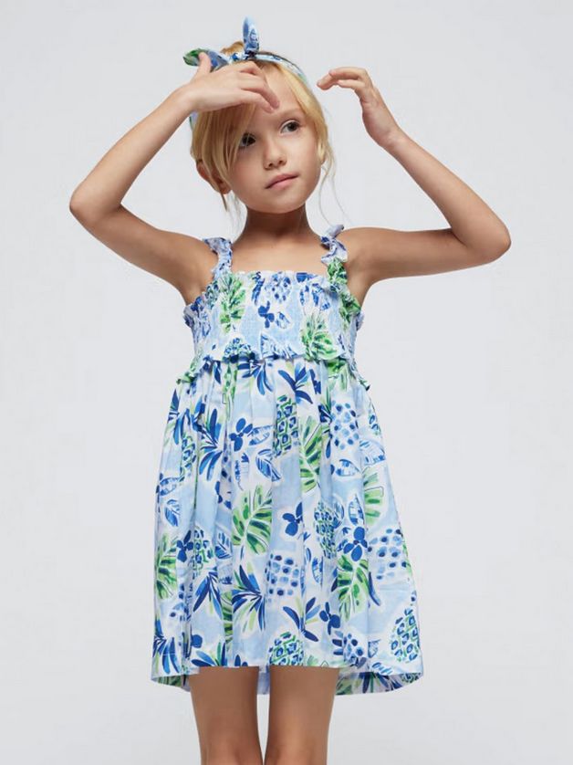 Mayoral 3947 Girl's Linen Off Shoulder Top & Skirt Set