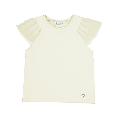 Mayoral 6001 Girl's Ribbed Tee w/ Puff Sleeves/