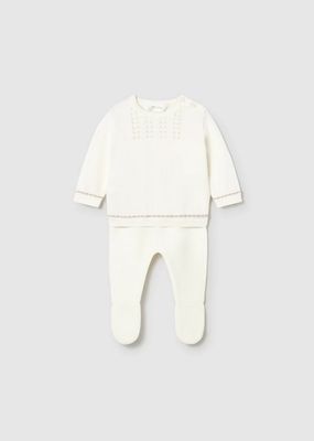 Mayoral 1502 Baby's Long Sleeve Embroidery Top & Knit Leg Warmer Set 2PC – Ceramica